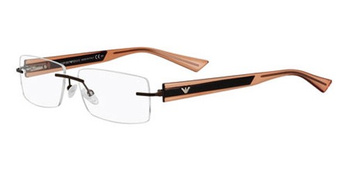 Emporio Armani EA 9655 LZP Brown/Orange Rimless Eyeglasses Steel Frame 55-13-140 - Picture 4 of 4