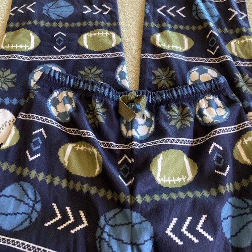 Saint Eve Kids Boys Blue White Baseball Basketball Soccer Fleece Pajama Pants 10 - Picture 5 of 6