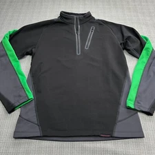 Obermeyer Quarter Zip Top Mens Medium Performance Base Layer Black Green Ski