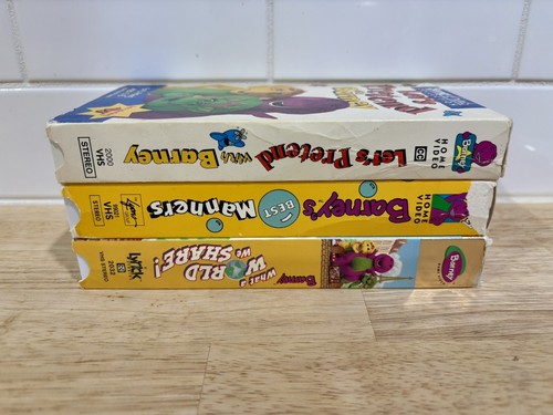 Vintage Barney VHS Lot Best Manners Let's Pretend What a World We Share TESTED - Picture 5 of 7