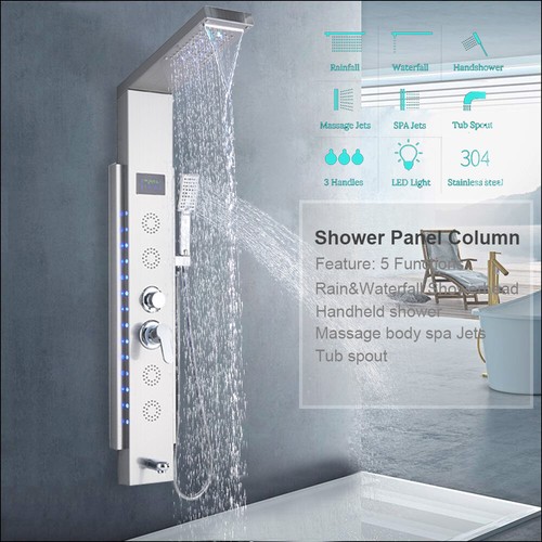 Edelstahl Duschpaneel LCD DuschsystemRegendusche Massage Set mit Handbrause - Bild 2 von 11