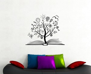 Tree Book Wall Decal Library Education Vinyl Sticker Art Classroom