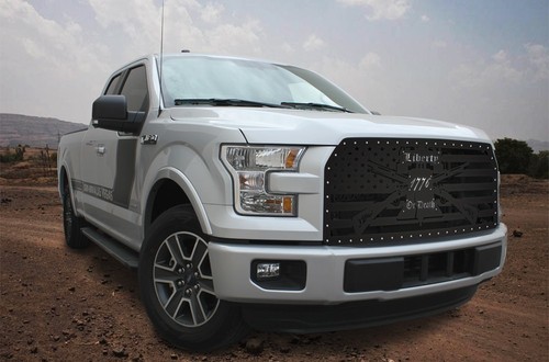 Custom Aftermarket Steel Grille for 2015-2017 Ford F-150 LIBERTY with SS Accent - Picture 2 of 5