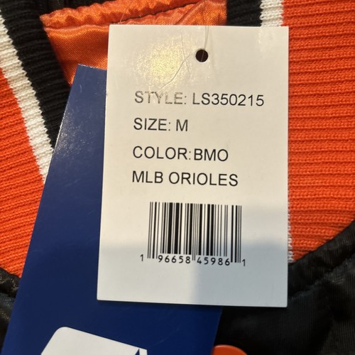 Baltimore Orioles Starter Black Satin Button Up Jacket Medium LS350215 - Picture 3 of 13