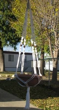MACRAME PLANT HANGER 48 inch Vintage Style w/ Beads 6mm White CHOOSE CORD COLOR
