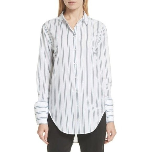 Equipment Essential Button Front Striped Long Sle… - image 2