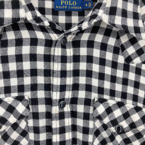 Polo Ralph Lauren Boys Western Flannel Shirt Size 8 Black White Check Plaid - Picture 8 of 12