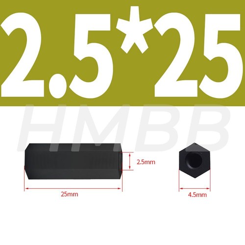 Hex Black Plastic Female M2 - M5 Spacer Thread Pillars Nylon PCB Studs Standoff - Picture 24 of 65