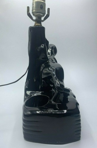MCM Ceramic Black Panther Cat TV Table Lamp Planter ~ Orig. Wiring Still Works! - Picture 4 of 12