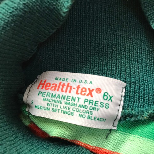 Vintage Shirt Girls Striped Embroidered Key Heart Long Sleeve Green Healthtex - Picture 5 of 7