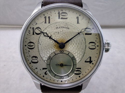 Illinois 12s Pocket Marriage 44mm SS Wrist Watch, 23 Jewel, Guilloche Dial, 1923 - Picture 10 of 12