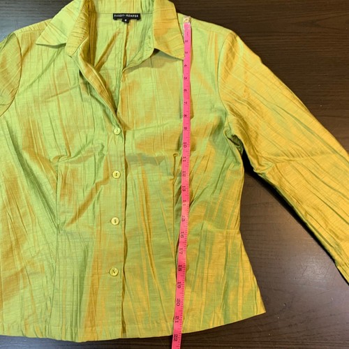Camicetta verde Randy Kemper misto lino con bottoni donna 6 testurizzate abbigliamento carriera - Foto 7 di 12