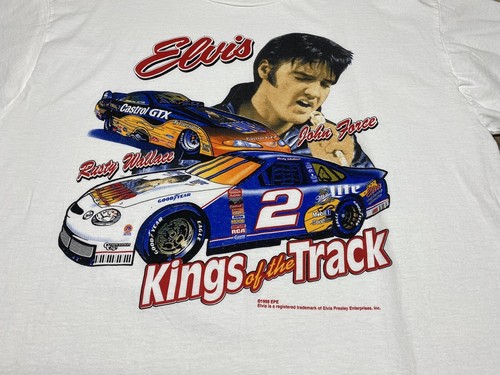 Nascar ELVIS T Shirt Rusty Wallace John Force "TRACK KINGS"  XL Vintage 98’ - Picture 4 of 8