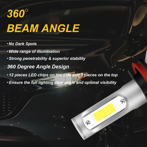 Luces Para Auto Coche 8000lm 6500k LED Bombillas De Los Faros H11 H8 H9 2 Piezas - Picture 7 of 11