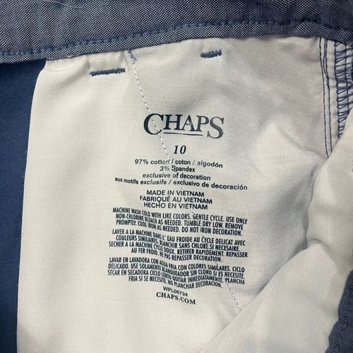 Chaps Boys 10 Chino Shorts Stretch Twill Blue 8”Flat Front Pockets Belt NWT $36 - Picture 7 of 10