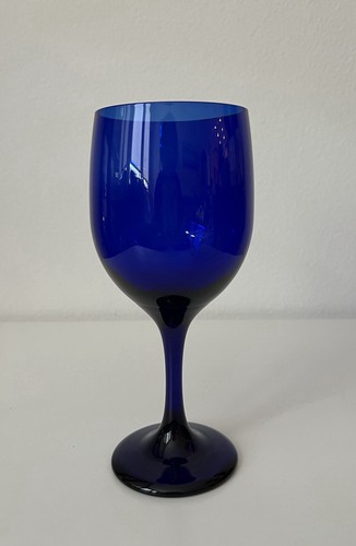 Pair Of Libbey Cobalt Blue Wine Water Glass Goblet 7" - Picture 3 of 8