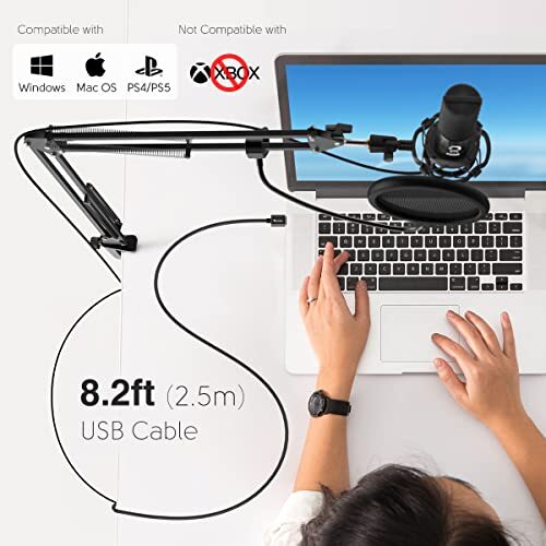 Studio Condenser USB Microphone Computer PC Microphone Kit with Black - Picture 3 of 6