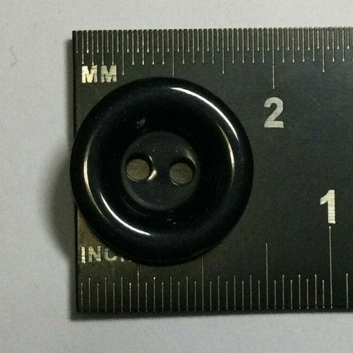 Dall'Italia Pulsante "Grasso" Nero Forma "Bagel" Classico e Pulito 15mm 18mm 23mm 2 Fori - Foto 6 di 9