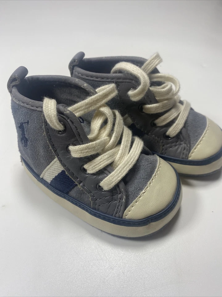 Детская кроватка для мальчиков Ralph Lauren Polo в синюю полоску на шнуровке обувь для возраста 2 года - Изображение 2 из 4