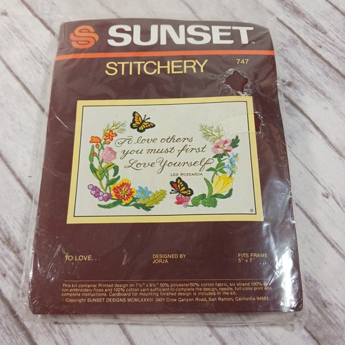 Vintage 1983 Sunset Stitchery Stickpackung #747 To Love... Neu aus altem Lagerbestand Neu in Verpackung - Bild 1 von 4