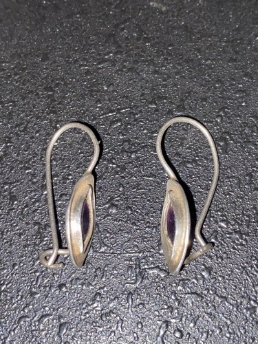 Vintage Silber Amethyst Ohrhänger Haken Ohrringe Edel Geburt Stein Valentinstag Geschenk - Bild 8 von 15
