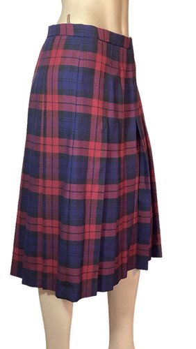🌻 RARE VINTAGE D McARTHUR OF SCOTLAND PURE WOOL PLEATED PLAID WIDE LEG CULOTTES - Picture 5 of 9