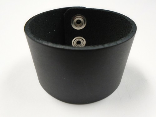 Manzoor 1.75" Wide Plain Black Full Grain Leather Bracelet Wristband Cuff 1-3/4" - Picture 10 of 12