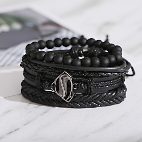 Brazalete de cuero con cuentas Superman brazalete cadena pulsera multicapa para hombre - Imagen 12 de 28
