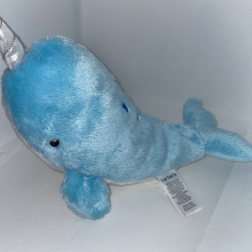 Carters Plush Narwhal Baby Lovey Blue & White Stuffed Animal Toy 10" 2018 - Picture 2 of 7
