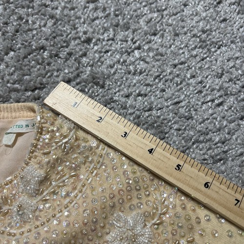 True VINTAGE 1950s McMullen Hand Beaded Lambs Wool Angora Cardigan 36 XS - Picture 8 of 15