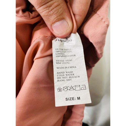 Women’s Medium Jacket Papaya Pink Full Zip Hooded Pockets Outerwear Lightweight - Picture 7 of 7
