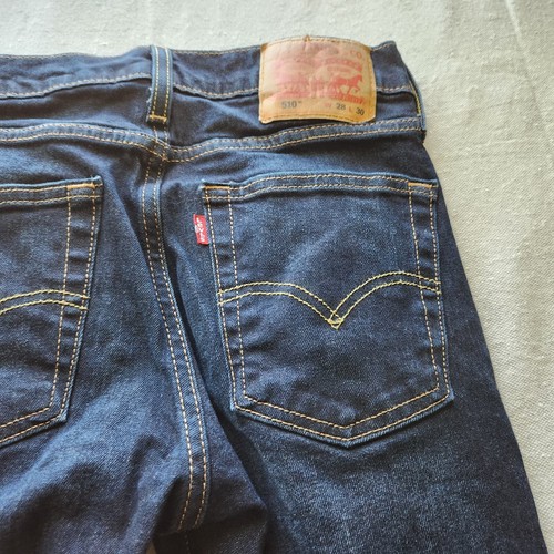 Levis Jeans Mens 28x30 Dark Blue Denim 510 Skinny Stretch Straight 005510-0519 - Picture 15 of 17