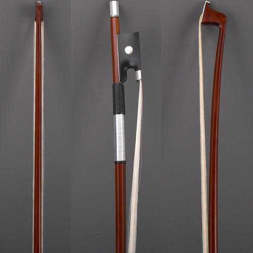 Master Pernambuco Octagonal Violin Bow 4/4 Ebony Big eye Frog Silver Parts Fast - Picture 2 of 12
