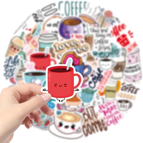 50 Piezas Pegatinas de Vinilo Impermeable Café Leche Té Espresso Cappuccino Calcomanía - Imagen 6 de 14