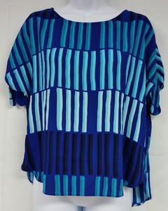 Women-039-s-NWT-Apt-9-Size-PS-Petite-Shades-of-Blue-Striped-Cold-Shoulder-Top