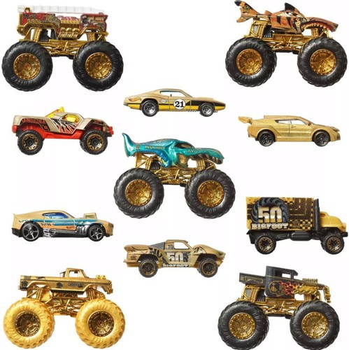 Hot Wheels 50 BIGFOOT TROPHY CHAMPIONS Exclusive BIGFOOT - 5 Trucks 6 Cars  GOLD - Picture 6 of 11