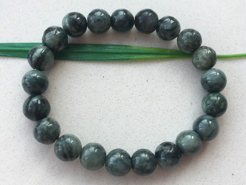 Certified.100% Natural Burma Jadeite luck Reiki 10mm round Beads Bracelet 0066 - Picture 7 of 10