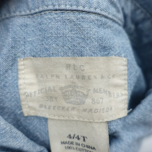 Ralph Lauren Shirt Girls 4 Blue 100% Cotton Long Sleeve Front Ruffle Button-Up - Picture 4 of 6
