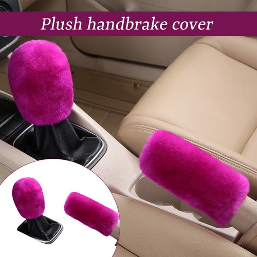 2PC Set Plush Fur Fluffy Car Handbrake Cover Gear Knob Cover 24 Colors Universal - Bild 2 von 46