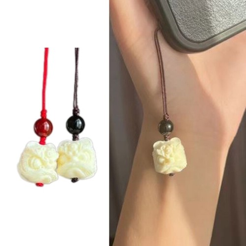 Vintage Chinese Style Lion Charm Pendant Chain Phone Strap Pocket Keychain Strap - 第 2/9 張圖片