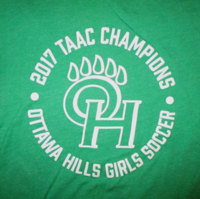 OTTAWA HILLS GIRLS SOCCER T SHIRT Green Bear 2017 TAAC Champions Adult SMALL