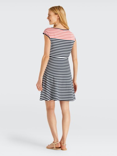 Draper James Stripe Ponte Knit A Line Dress, Nassau Navy, Medium, NWT - Picture 3 of 3