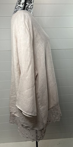 Stella Martini Tunic Womens Plus 2X Pink Lace Trim Bell Sleeve Cottagecore - Picture 4 of 12