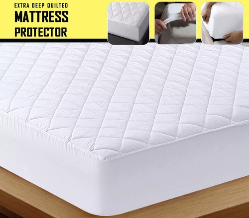Extra Deep Quilted WATERPROOF Mattress Protector Anti-allergic Fitted bed Cover - Picture 169 of 176