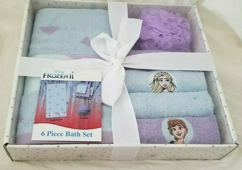 6 pc Disney Frozen II Bath Towel, Washcloth, & Loofah Set NIB - Picture 2 of 10