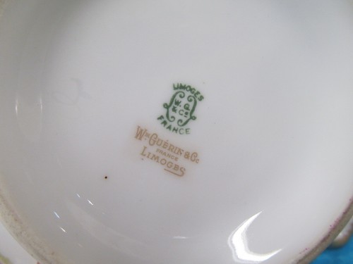 LIMOGES FRANCE casserole tureen large with pink rose swag 1920's Guerin - Picture 8 of 11