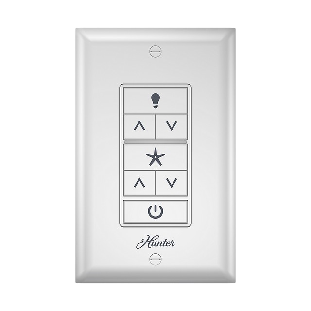 Hunter 99375 Indoor White Universal Ceiling Fan Wall Control Hunter Ceiling Fan Light Wall Control With Wireless Recceiver 2 Wire 99375