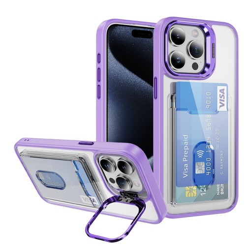 Card Holder Lens Kickstand Clear Slim Protective Case fr iPhone 16 Pro Max 16 15 - Picture 33 of 48