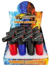 12 Pack Jumbo 4" Single Jet Flame Torch Gun Lighter Refillable Lockable Solid