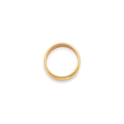 14K Yellow Gold 3mm Milgrain Half-Round Wedding Band Ring - Picture 3 of 6